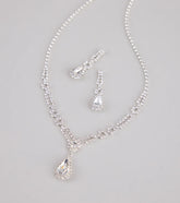 Crown Jewel Teardrop Necklace And Earrings Set